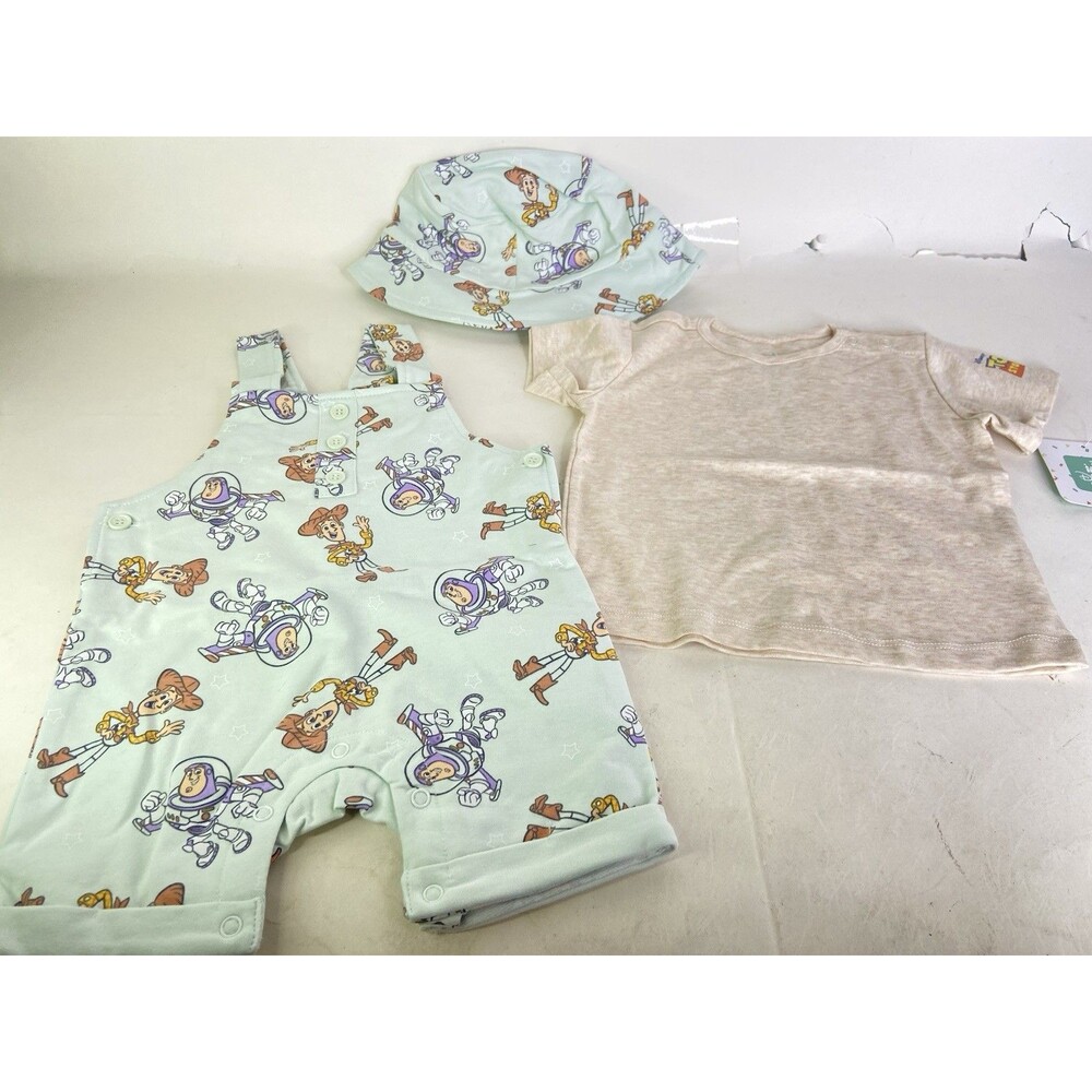 Disney Baby Toy Story 3 Piece Outfit Set Overalls T-Shirt Hat Boys 12 Months